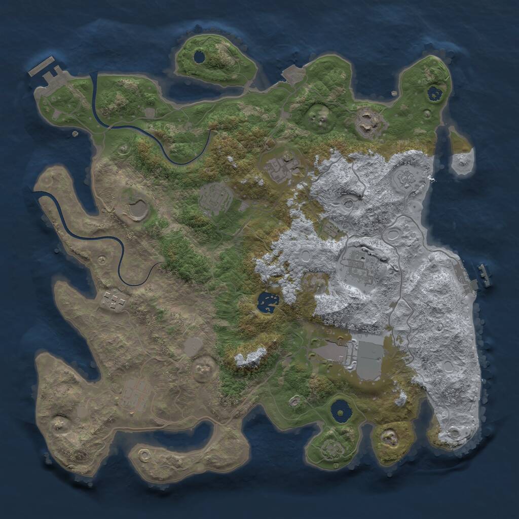 Rust Map: Procedural Map, Size: 3600, Seed: 671051, 15 Monuments