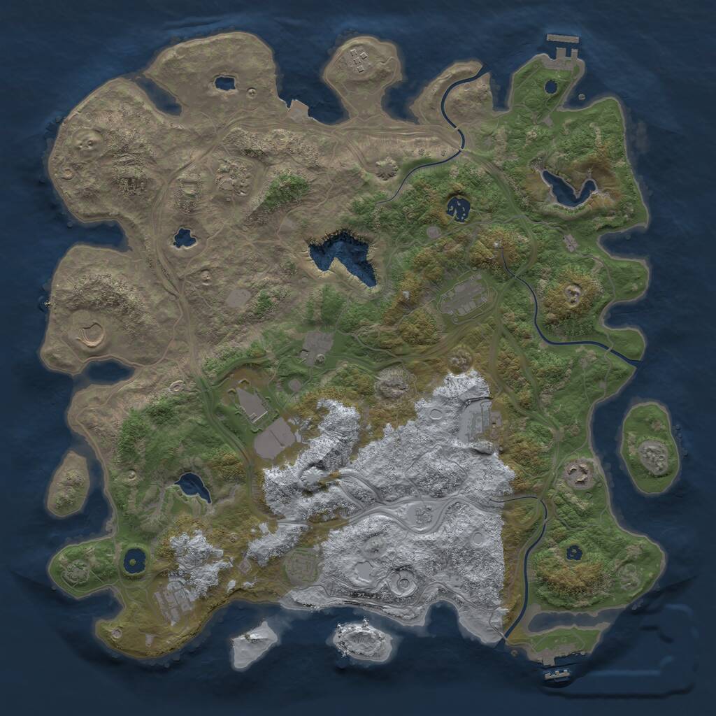 Rust Map: Procedural Map, Size: 4500, Seed: 1432286839, 17 Monuments