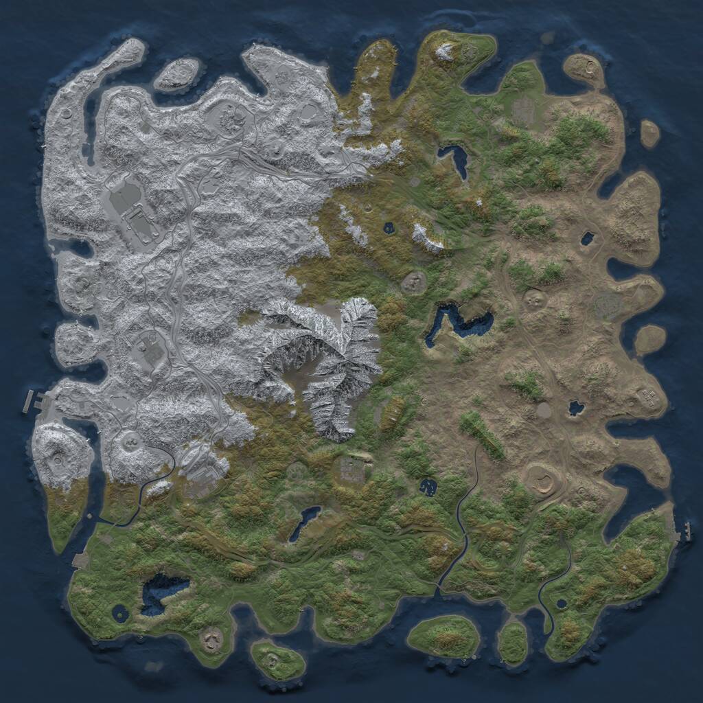 Rust Map: Procedural Map, Size: 6000, Seed: 1072489990, 17 Monuments