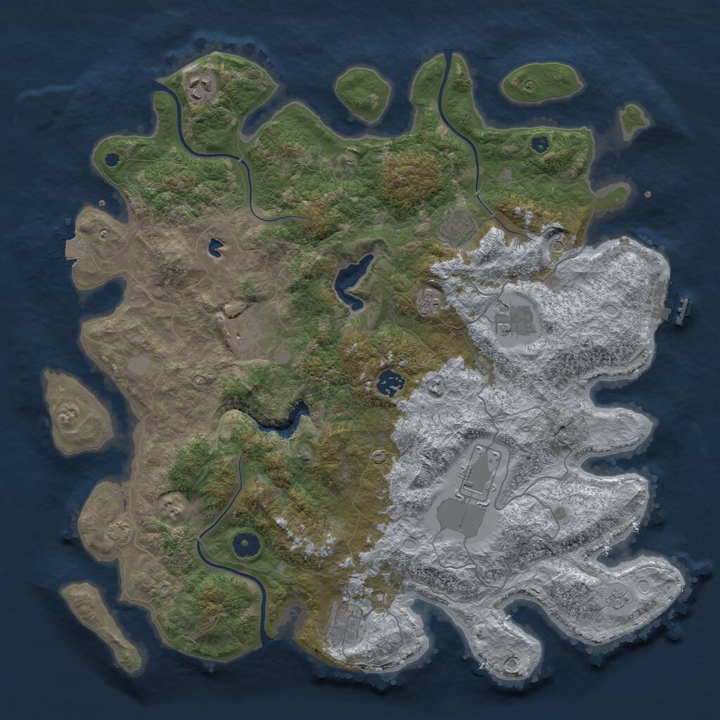 Rust Map: Procedural Map, Size: 4200, Seed: 50003, 13 Monuments