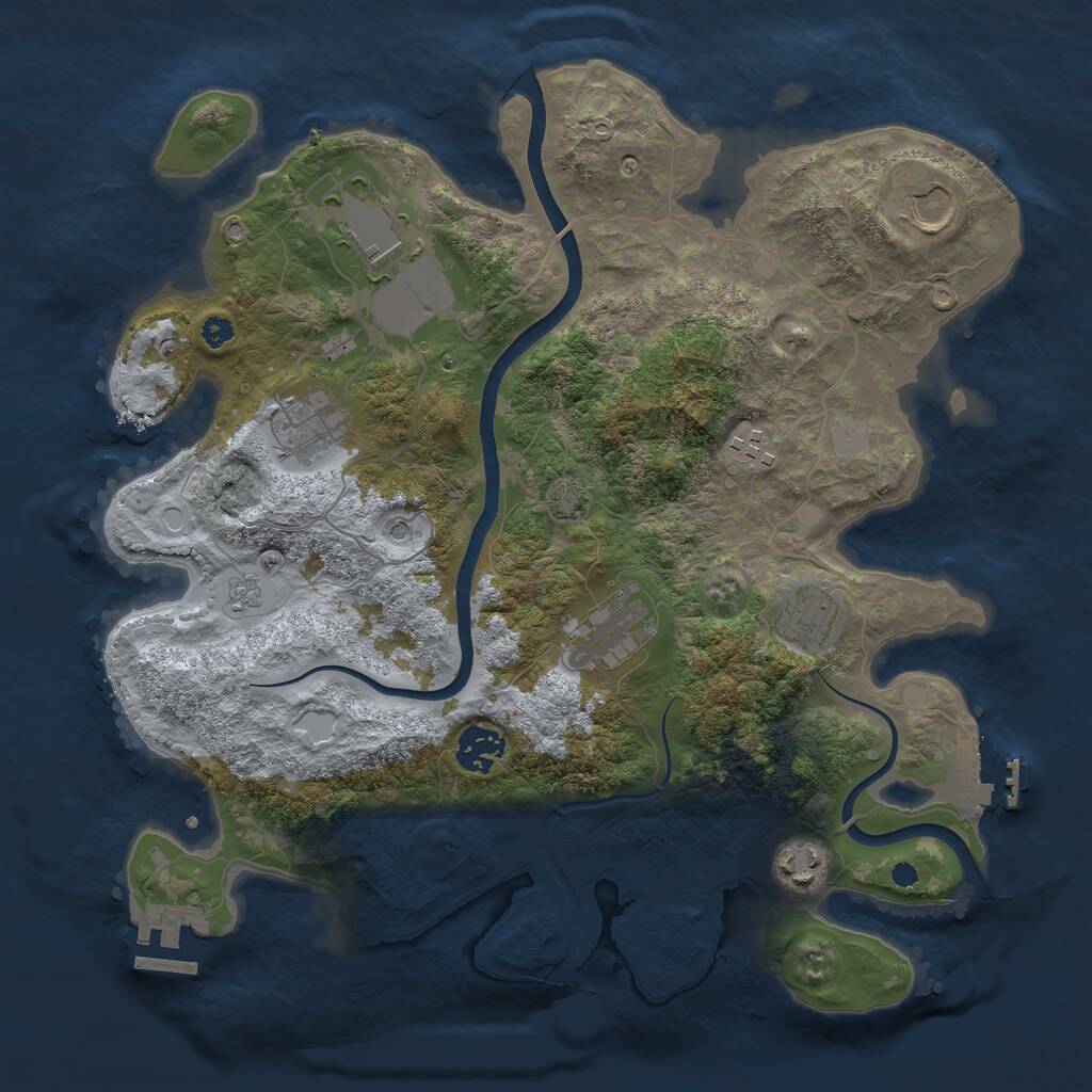 Rust Map: Procedural Map, Size: 3500, Seed: 827979451, 14 Monuments