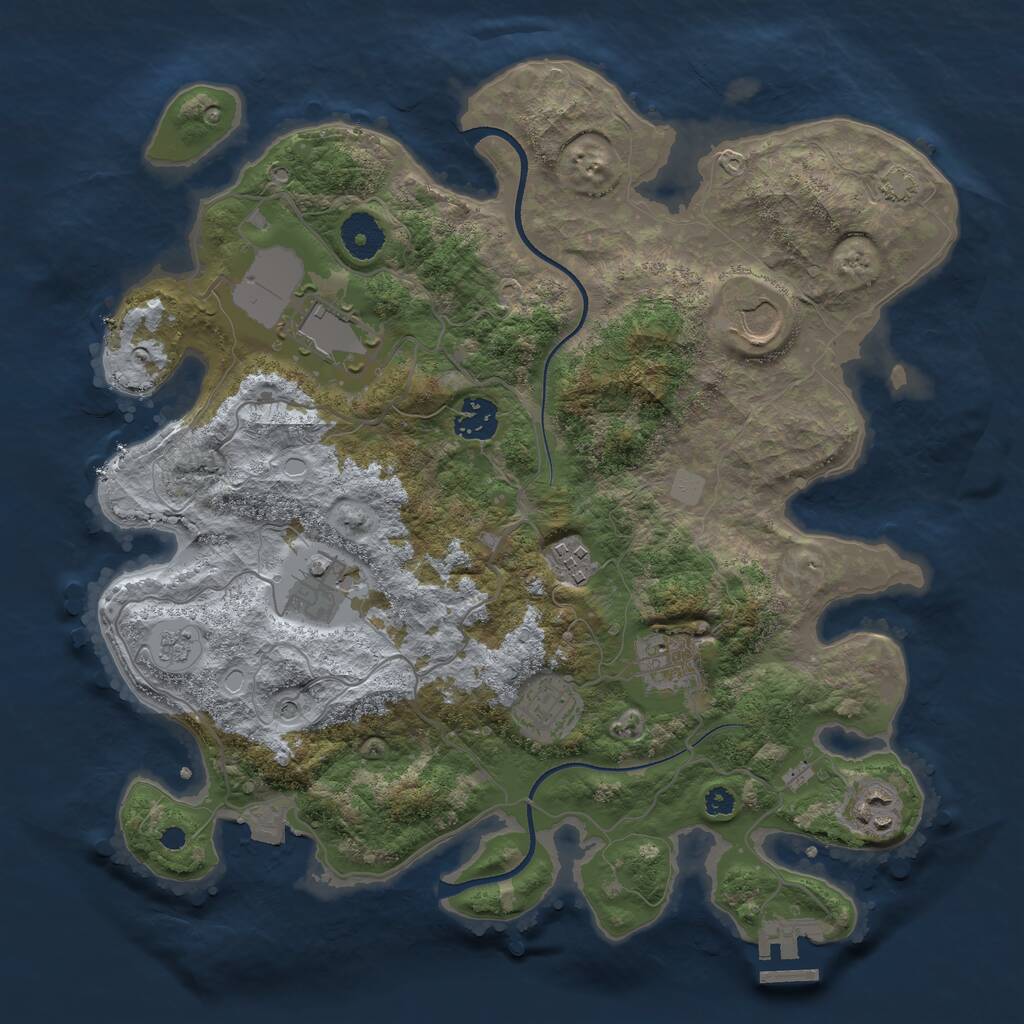 Rust Map: Procedural Map, Size: 3500, Seed: 827979451, 13 Monuments