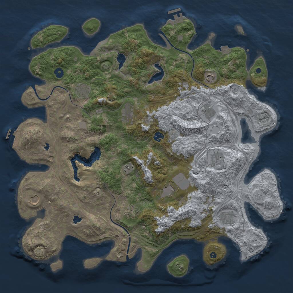 Rust Map: Procedural Map, Size: 4500, Seed: 459608823, 17 Monuments