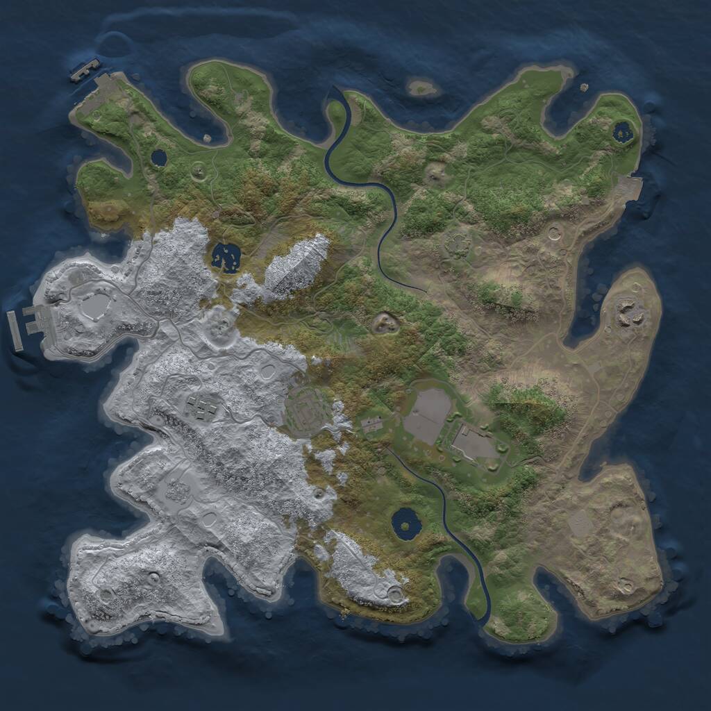 Rust Map: Procedural Map, Size: 3500, Seed: 914828820, 11 Monuments