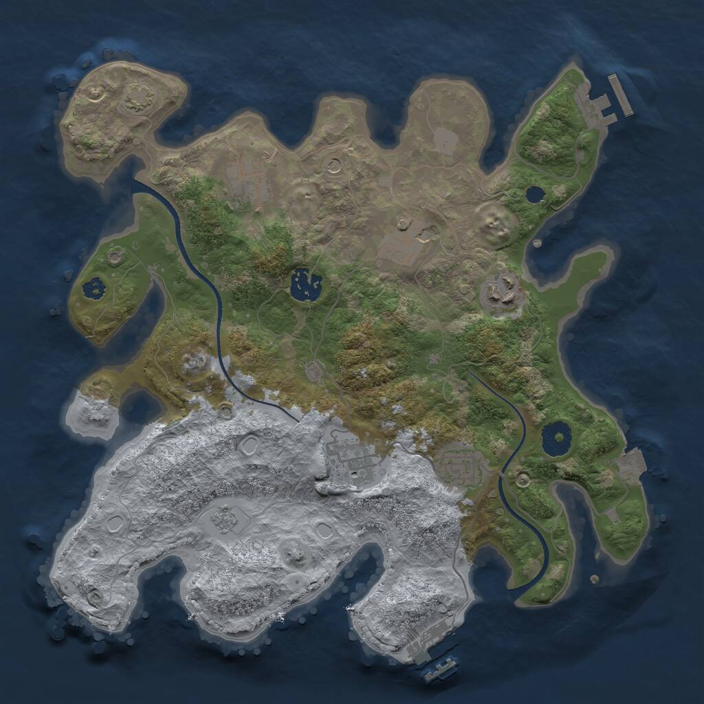 Rust Map: Procedural Map, Size: 3200, Seed: 1159700104, 12 Monuments