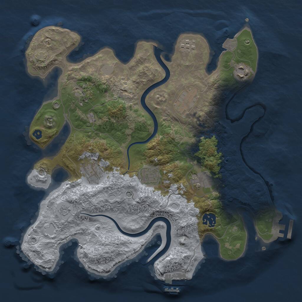 Rust Map: Procedural Map, Size: 3200, Seed: 1159700104, 14 Monuments