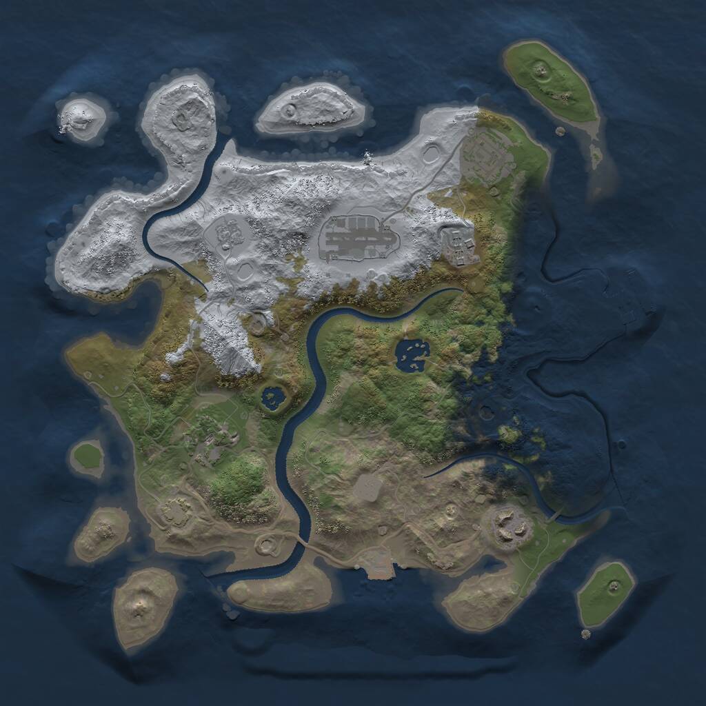 Rust Map: Procedural Map, Size: 3000, Seed: 24432, 11 Monuments