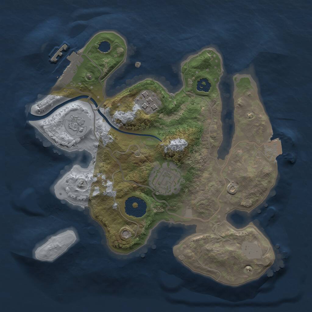 Rust Map: Procedural Map, Size: 2200, Seed: 1943483815, 5 Monuments