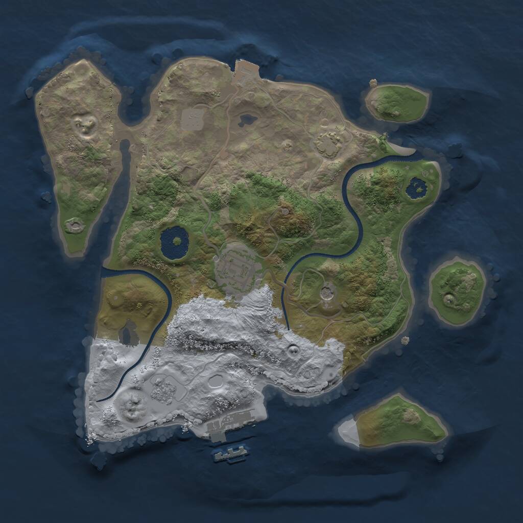 Rust Map: Procedural Map, Size: 2500, Seed: 1609656662, 6 Monuments
