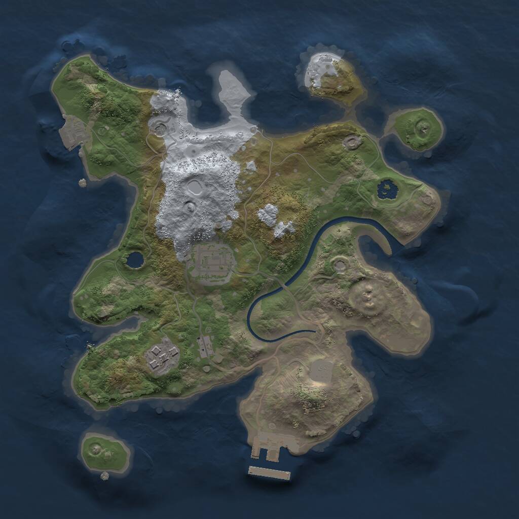 Rust Map: Procedural Map, Size: 2500, Seed: 1965714969, 5 Monuments