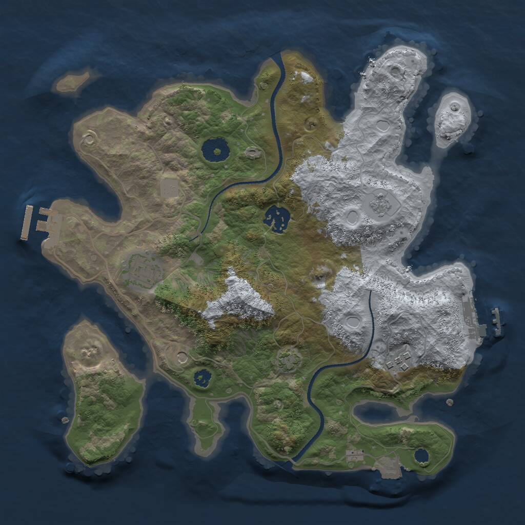 Rust Map: Procedural Map, Size: 3000, Seed: 207749, 9 Monuments