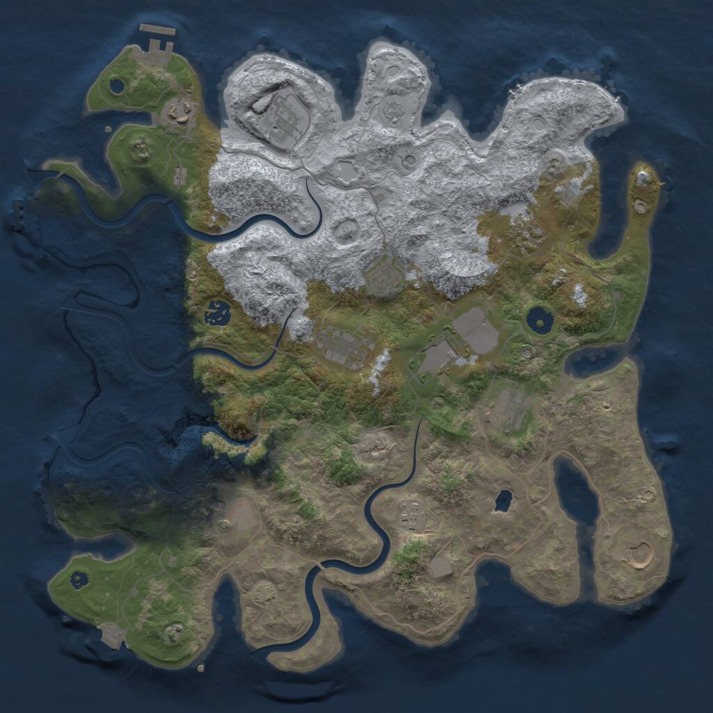 Rust Map: Procedural Map, Size: 4000, Seed: 7546, 17 Monuments