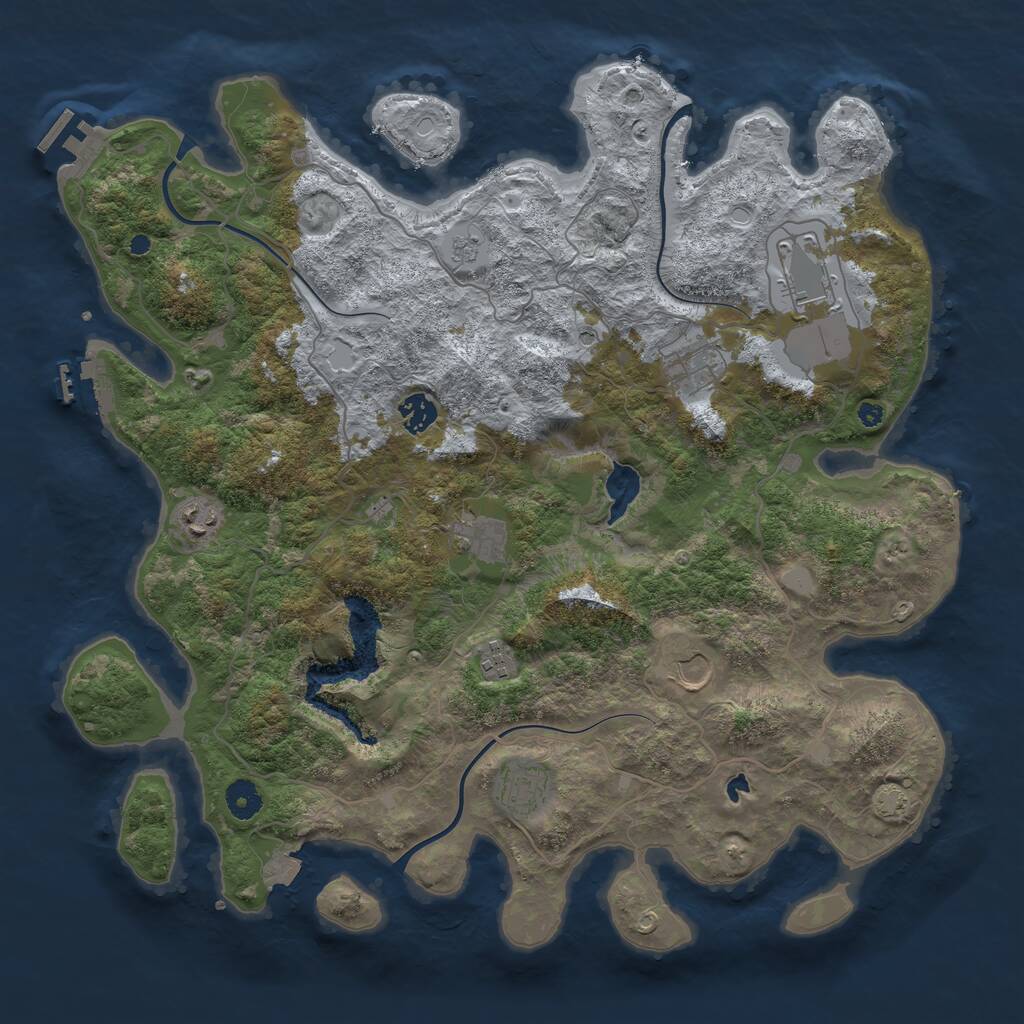 Rust Map: Procedural Map, Size: 4096, Seed: 638153564, 14 Monuments