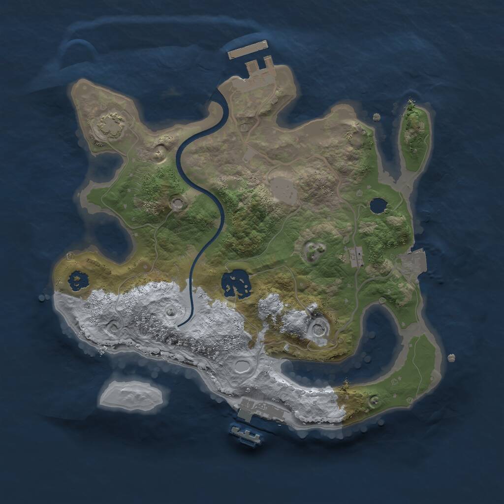 Rust Map: Procedural Map, Size: 2500, Seed: 1653921519, 6 Monuments