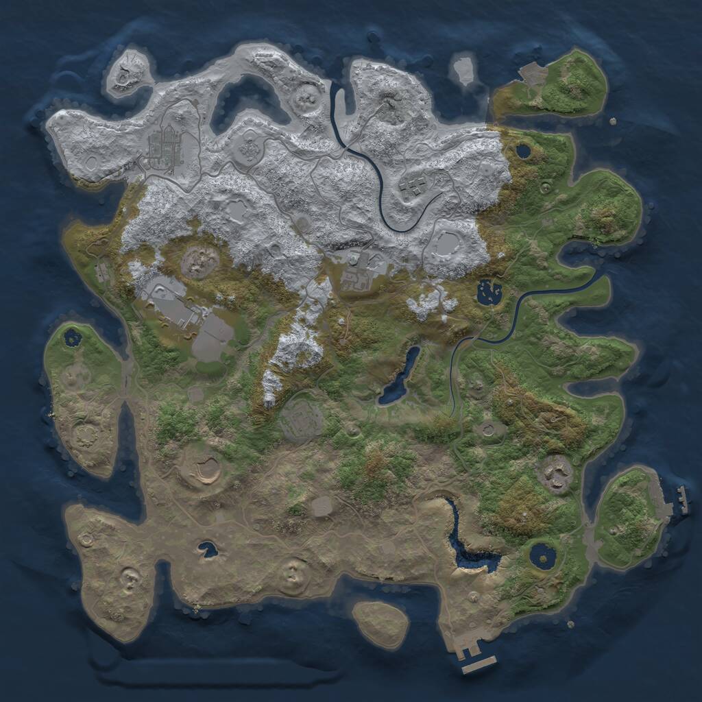 Rust Map: Procedural Map, Size: 4000, Seed: 220278580, 14 Monuments