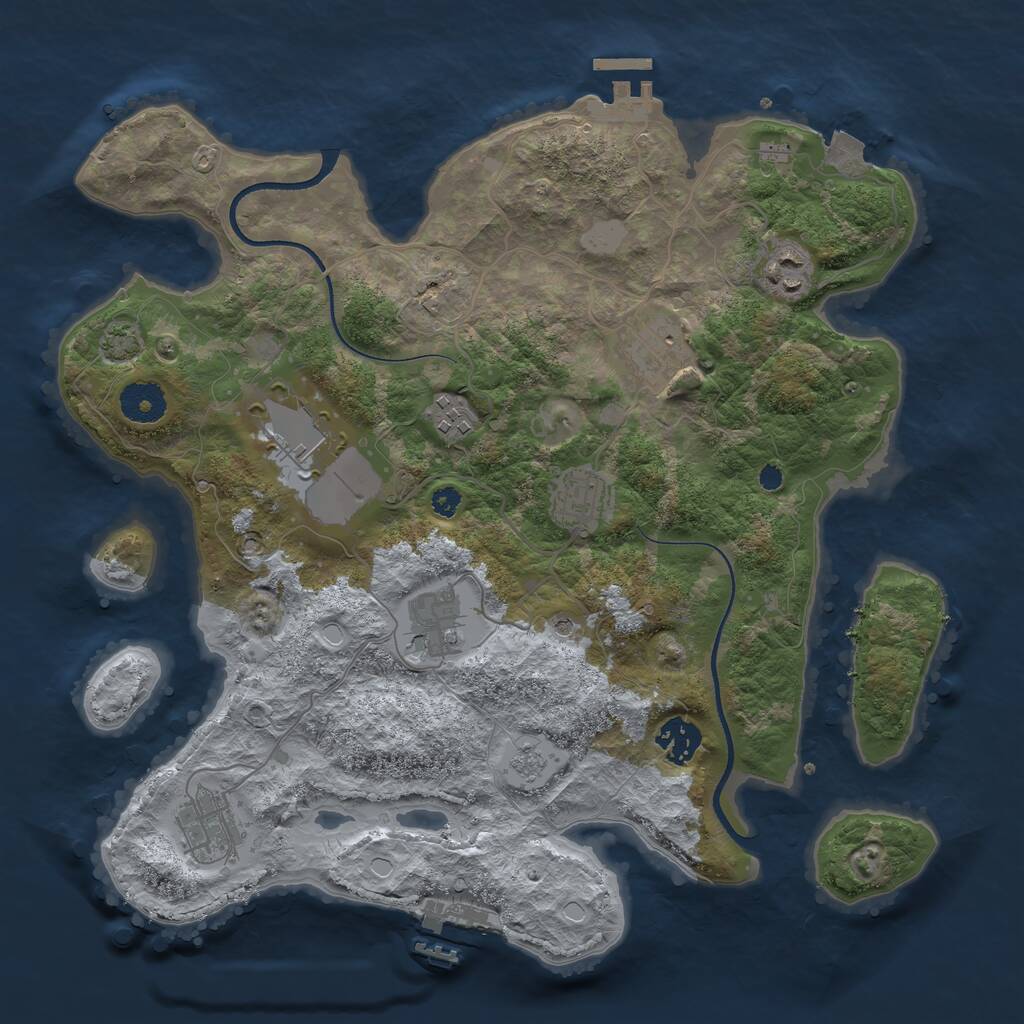 Rust Map: Procedural Map, Size: 3500, Seed: 677252979, 14 Monuments