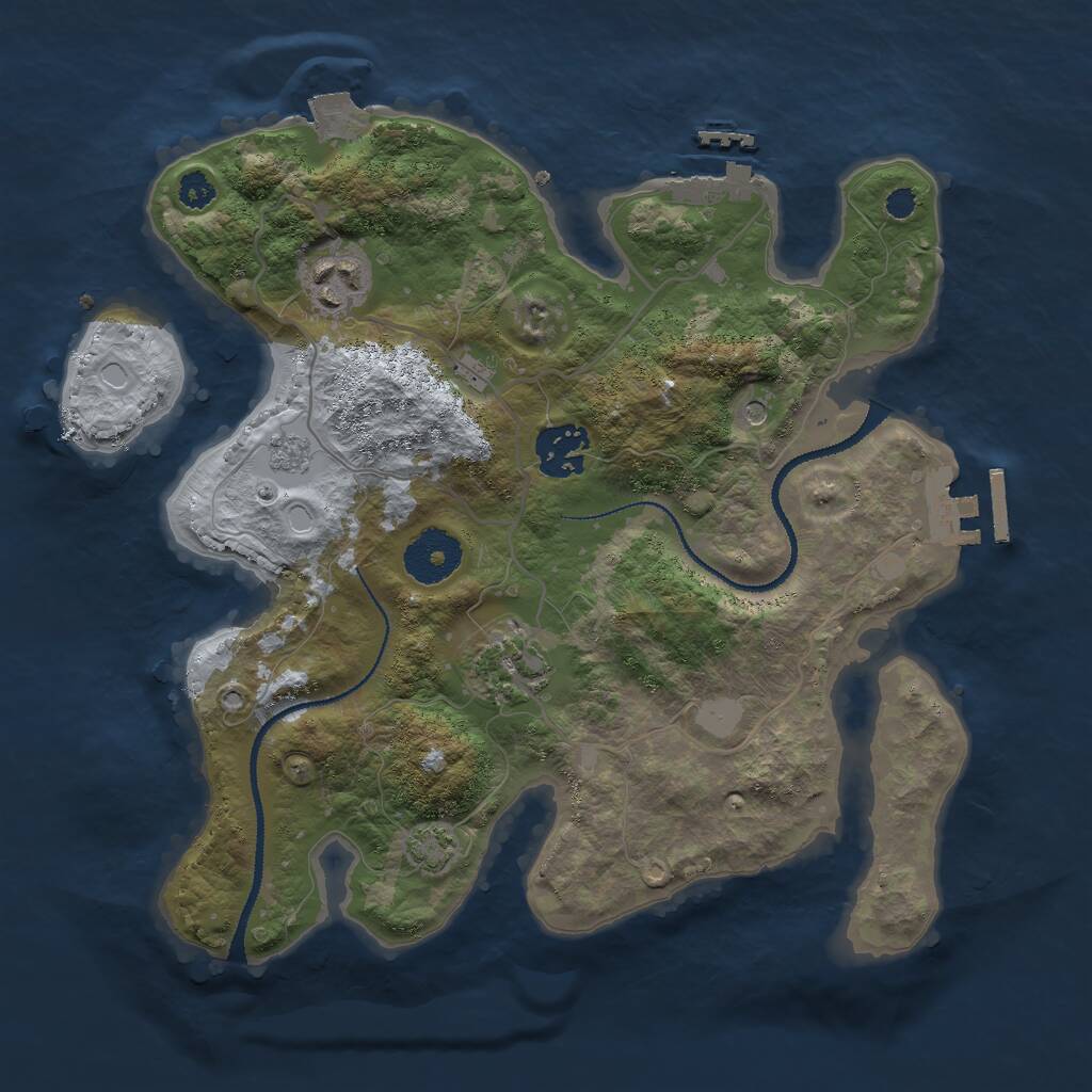 Rust Map: Procedural Map, Size: 3000, Seed: 411437050, 9 Monuments