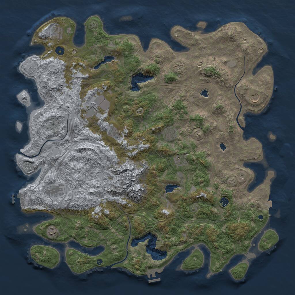 Rust Map: Procedural Map, Size: 5000, Seed: 561651, 17 Monuments