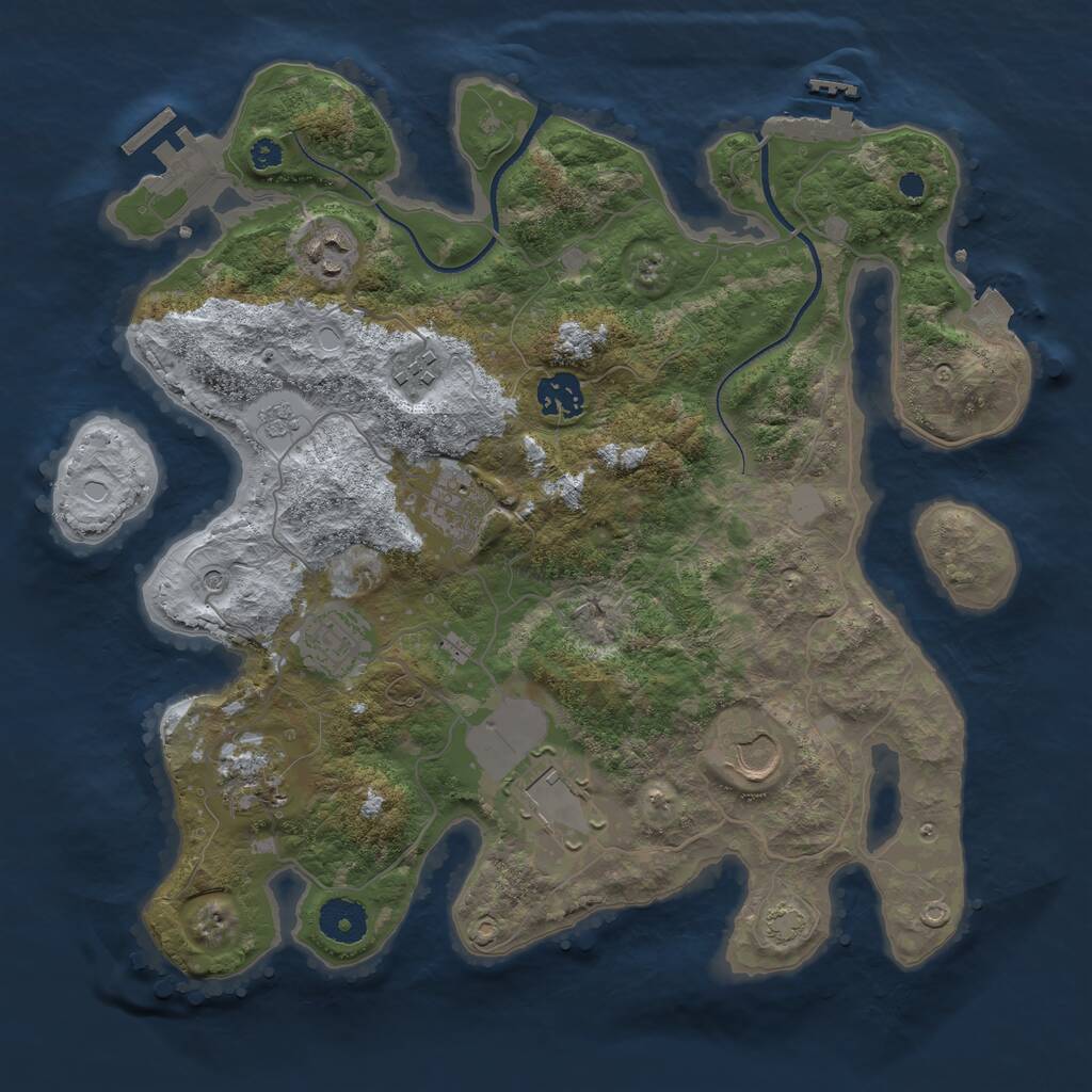 Rust Map: Procedural Map, Size: 3500, Seed: 411437050, 14 Monuments