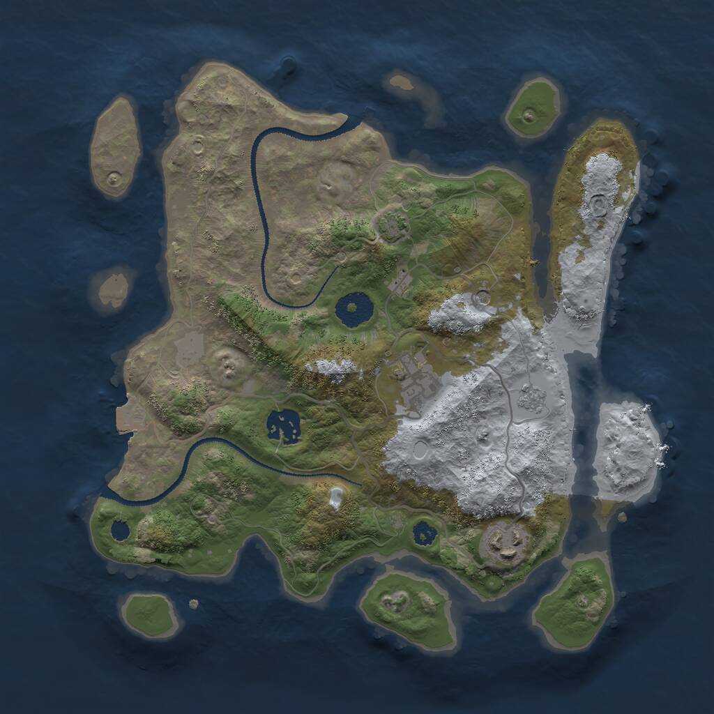 Rust Map: Procedural Map, Size: 3000, Seed: 1252478923, 7 Monuments
