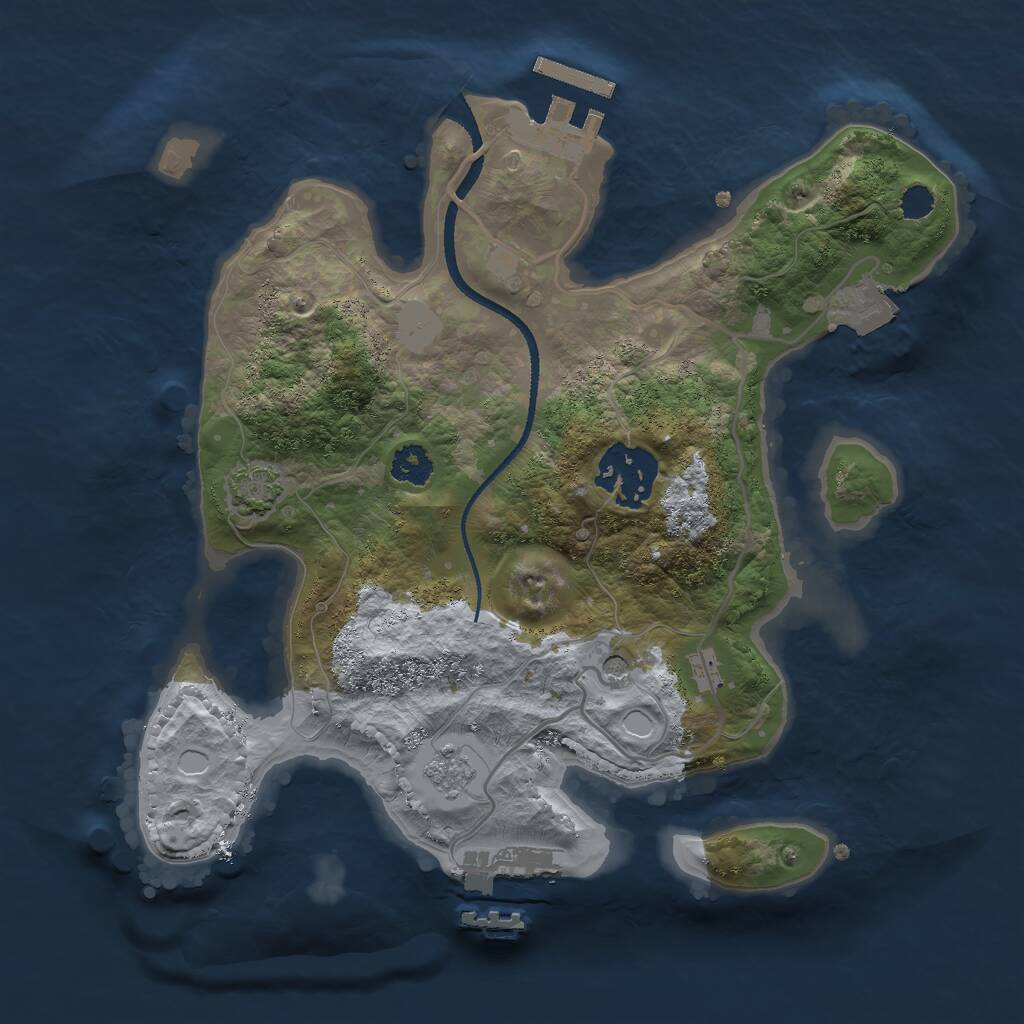 Rust Map: Procedural Map, Size: 2500, Seed: 1570158562, 7 Monuments