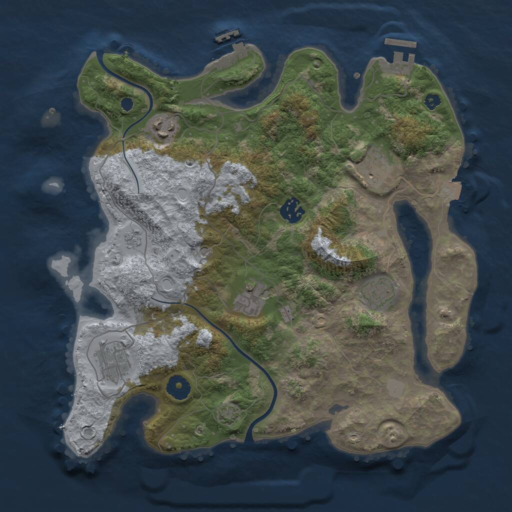 Rust Map: Procedural Map, Size: 3250, Seed: 515186824, 12 Monuments