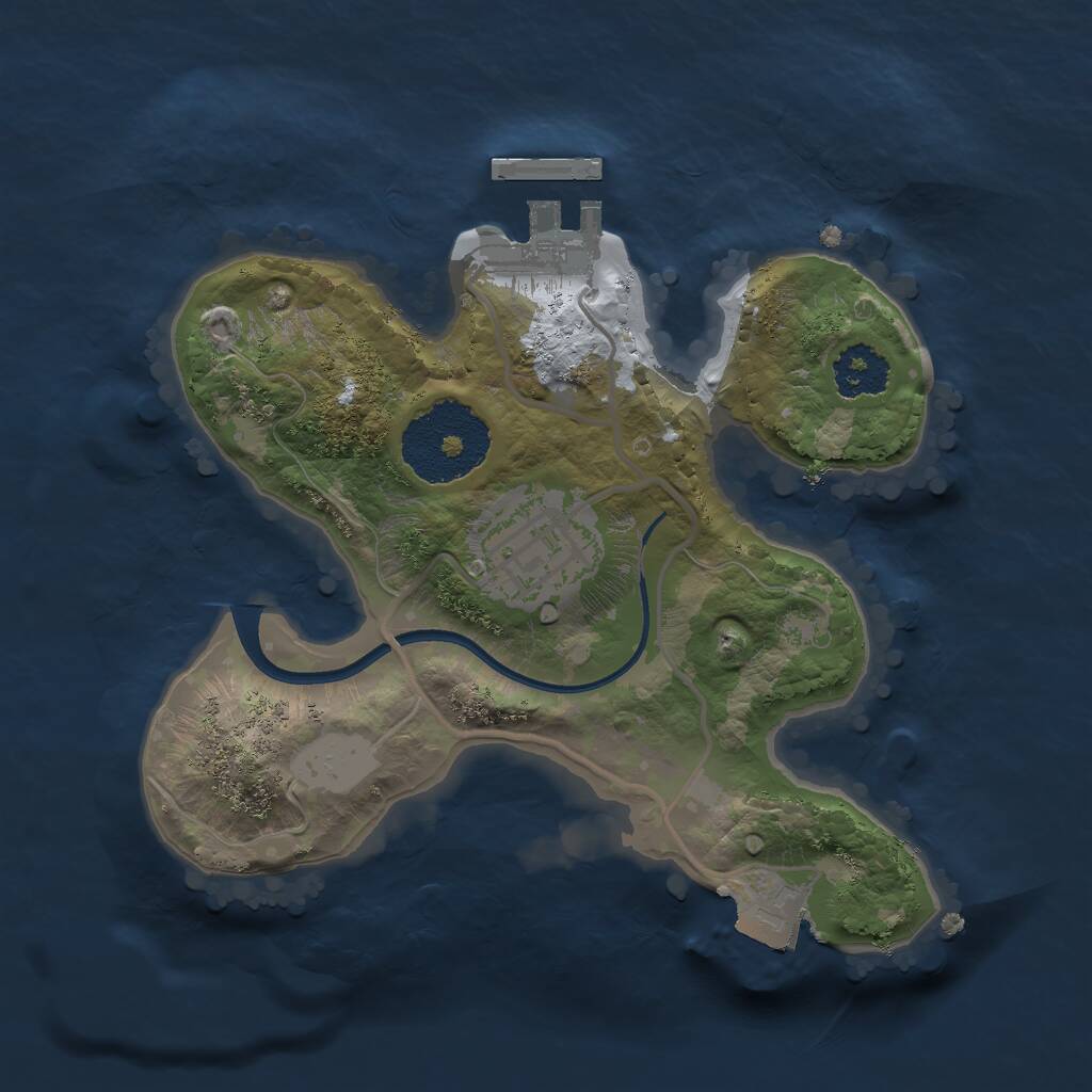 Rust Map: Procedural Map, Size: 2000, Seed: 1470877855, 3 Monuments