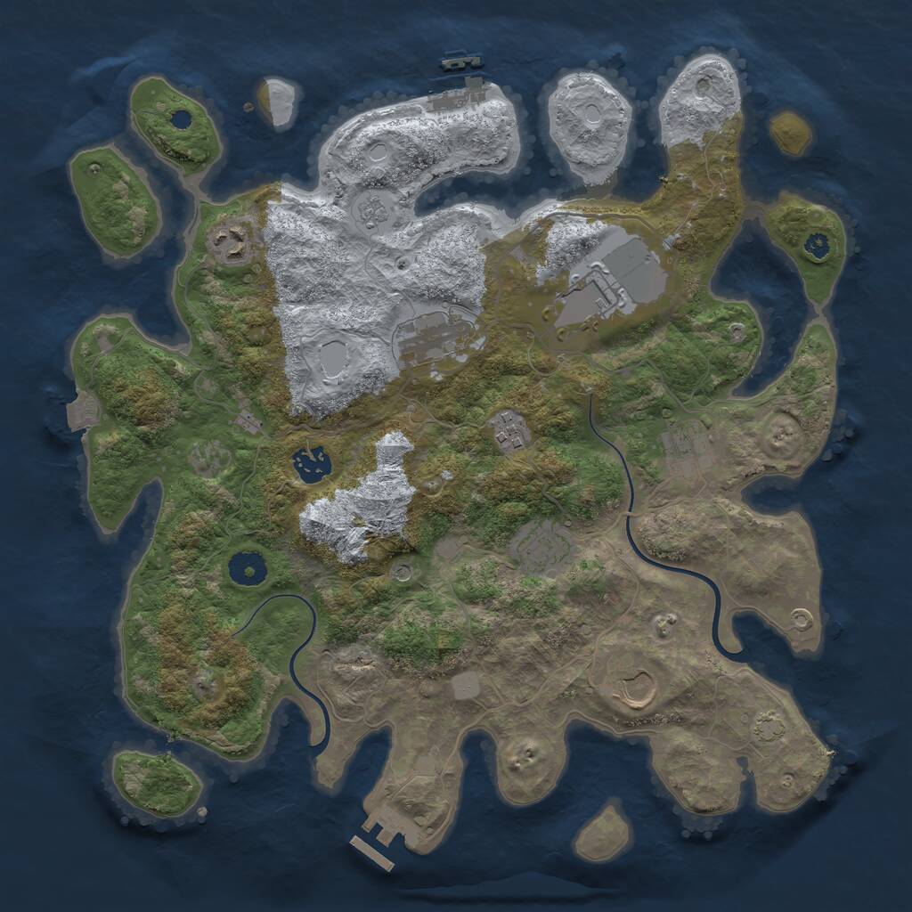 Rust Map: Procedural Map, Size: 3700, Seed: 1060833211, 14 Monuments