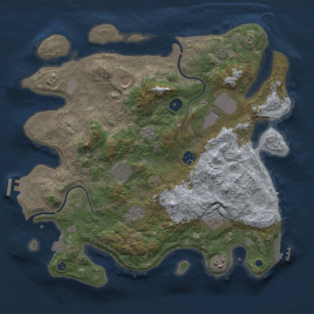 Rust Map: Procedural Map, Size: 3700, Seed: 130028386, 14 Monuments