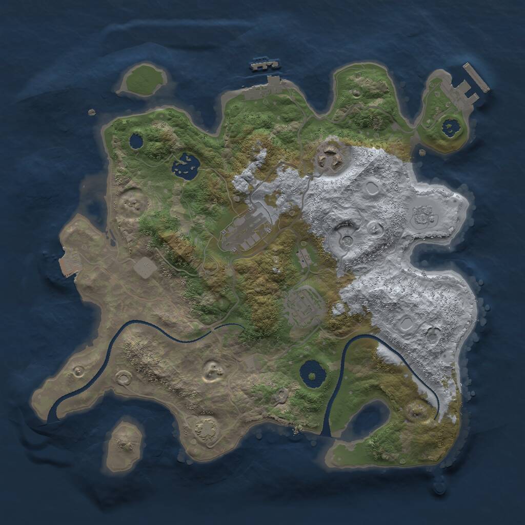Rust Map: Procedural Map, Size: 3000, Seed: 1976460538, 10 Monuments