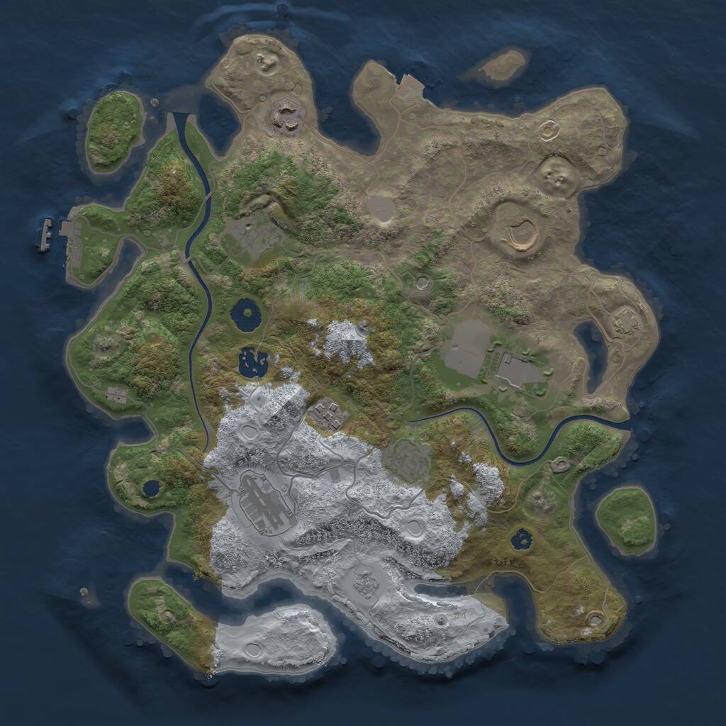 Rust Map: Procedural Map, Size: 3500, Seed: 78381541, 13 Monuments