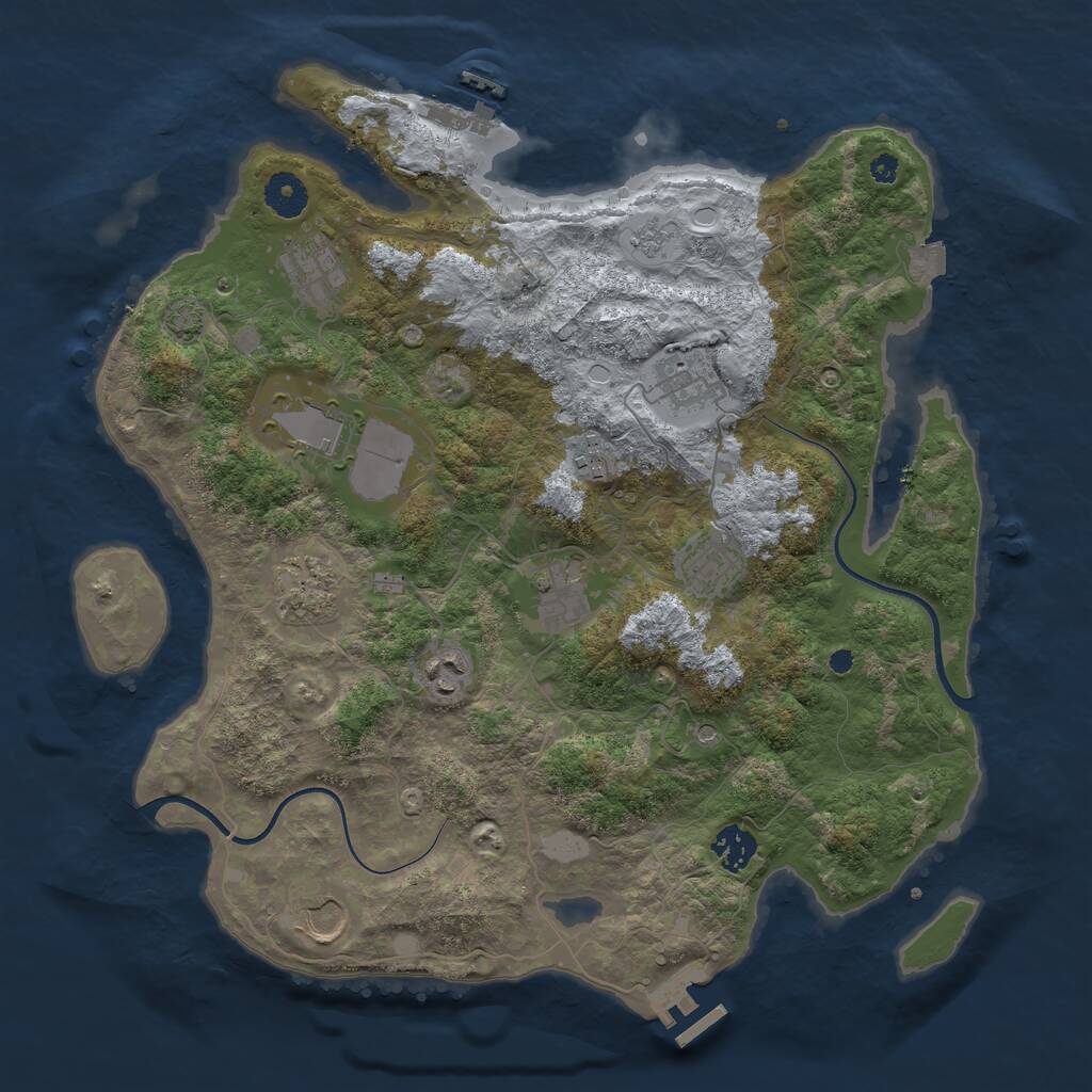 Rust Map: Procedural Map, Size: 3750, Seed: 471072646, 16 Monuments