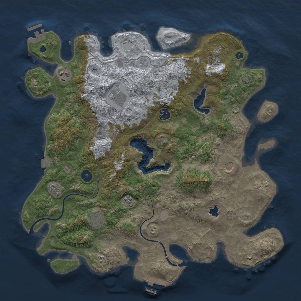 Rust Map: Procedural Map, Size: 4000, Seed: 65993, 13 Monuments