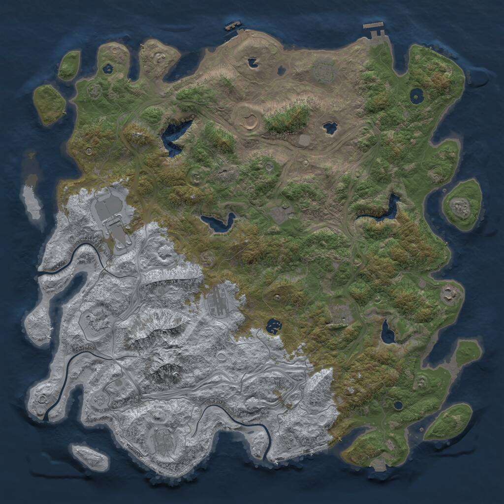 Rust Map: Procedural Map, Size: 5000, Seed: 2069609704, 17 Monuments