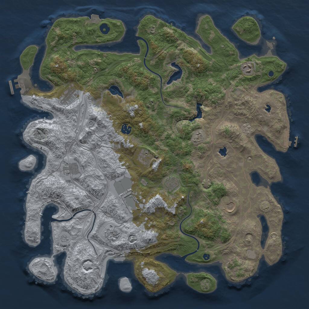 Rust Map: Procedural Map, Size: 4500, Seed: 602585528, 16 Monuments