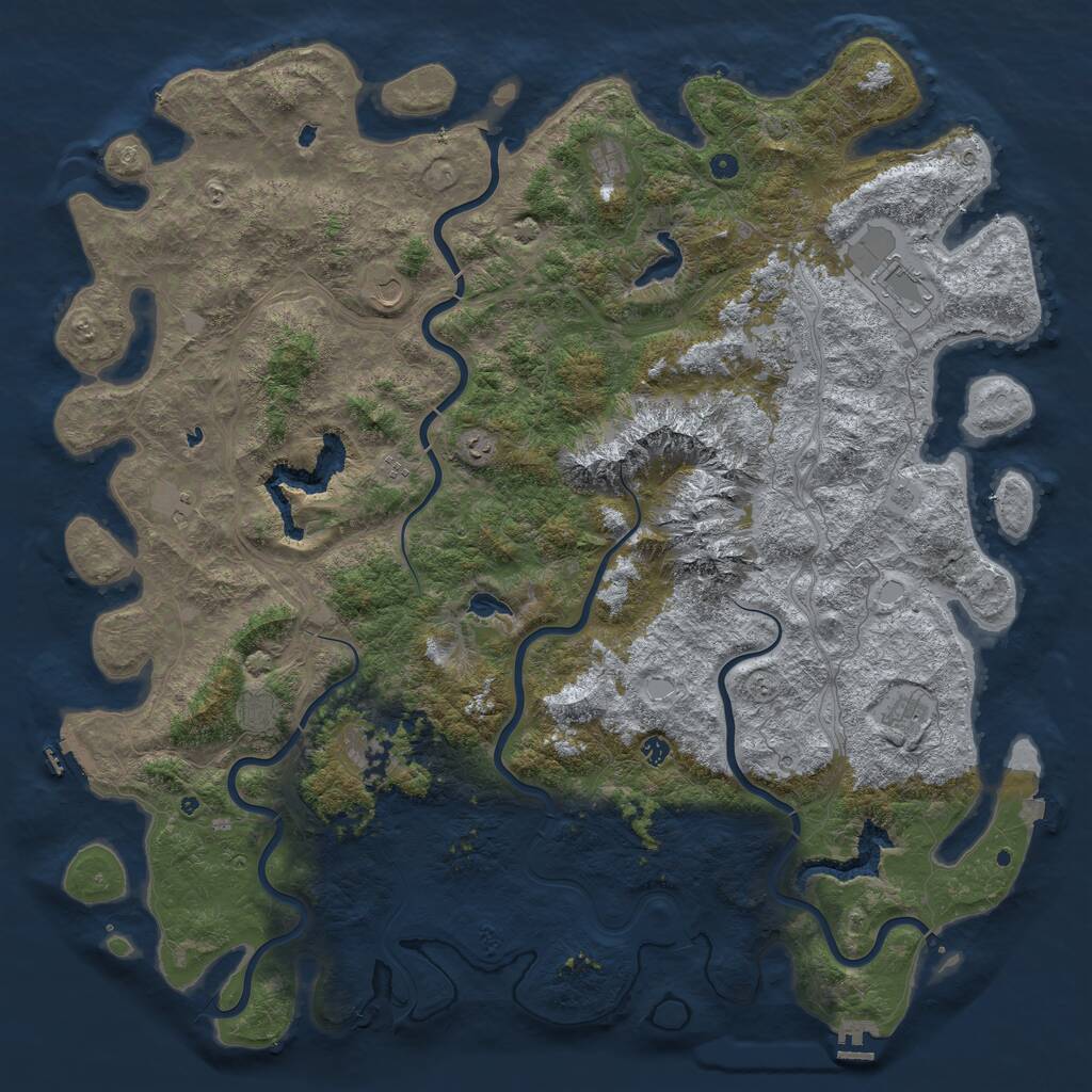 Rust Map: Procedural Map, Size: 6000, Seed: 50090378, 17 Monuments