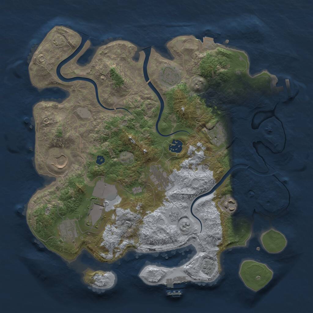 Rust Map: Procedural Map, Size: 3500, Seed: 1026401775, 15 Monuments