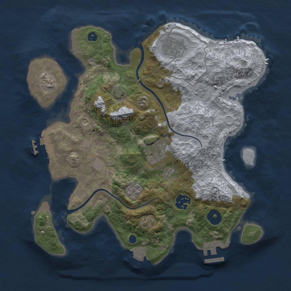 Rust Map: Procedural Map, Size: 3000, Seed: 1027416565, 10 Monuments