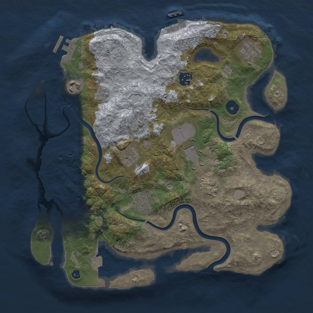 Rust Map: Procedural Map, Size: 3500, Seed: 1766044066, 14 Monuments