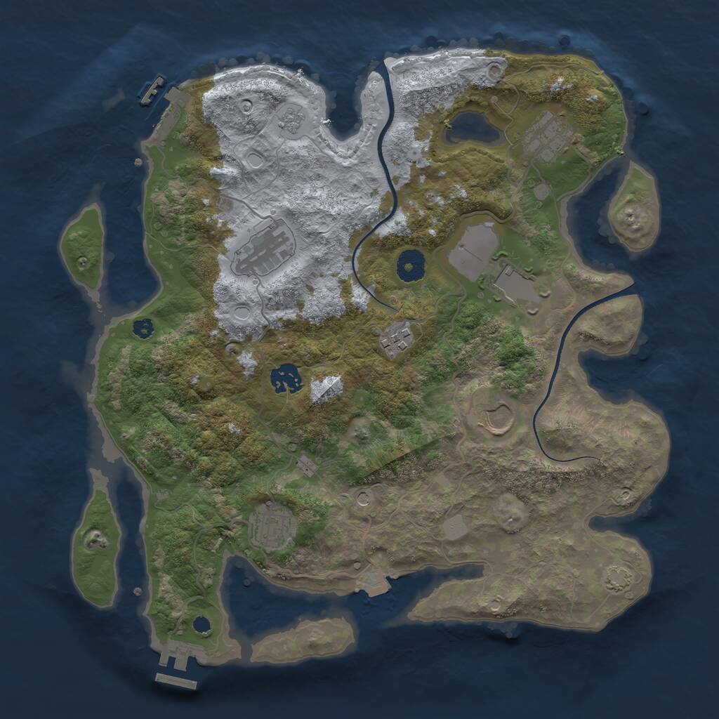 Rust Map: Procedural Map, Size: 3500, Seed: 1766044066, 13 Monuments