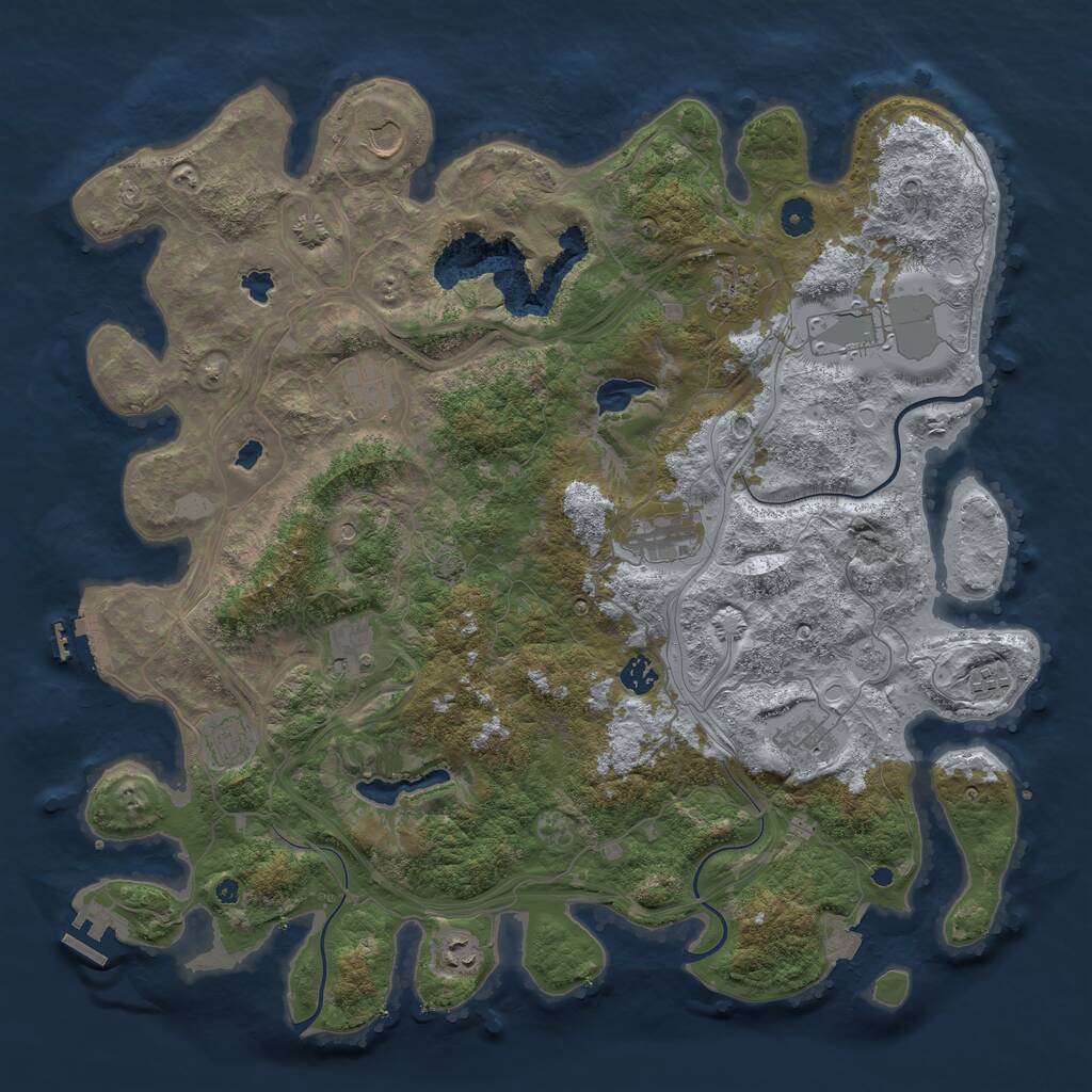 Rust Map: Procedural Map, Size: 4500, Seed: 50090378, 17 Monuments