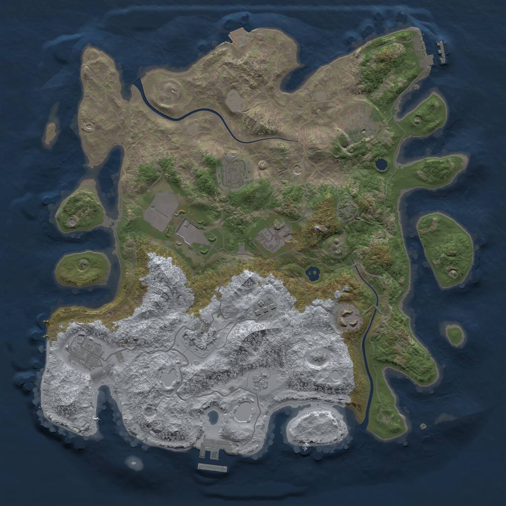 Rust Map: Procedural Map, Size: 3500, Seed: 91236389, 14 Monuments