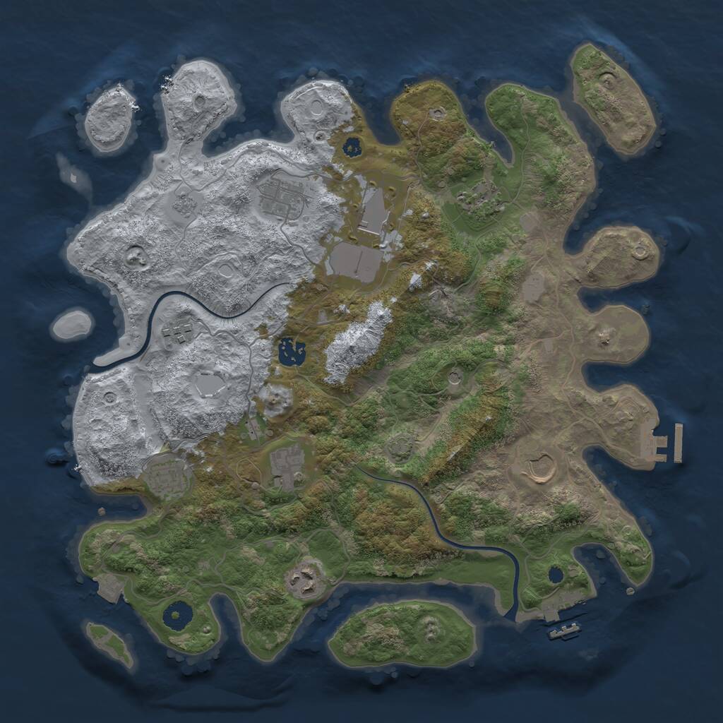 Rust Map: Procedural Map, Size: 3750, Seed: 1853679084, 15 Monuments