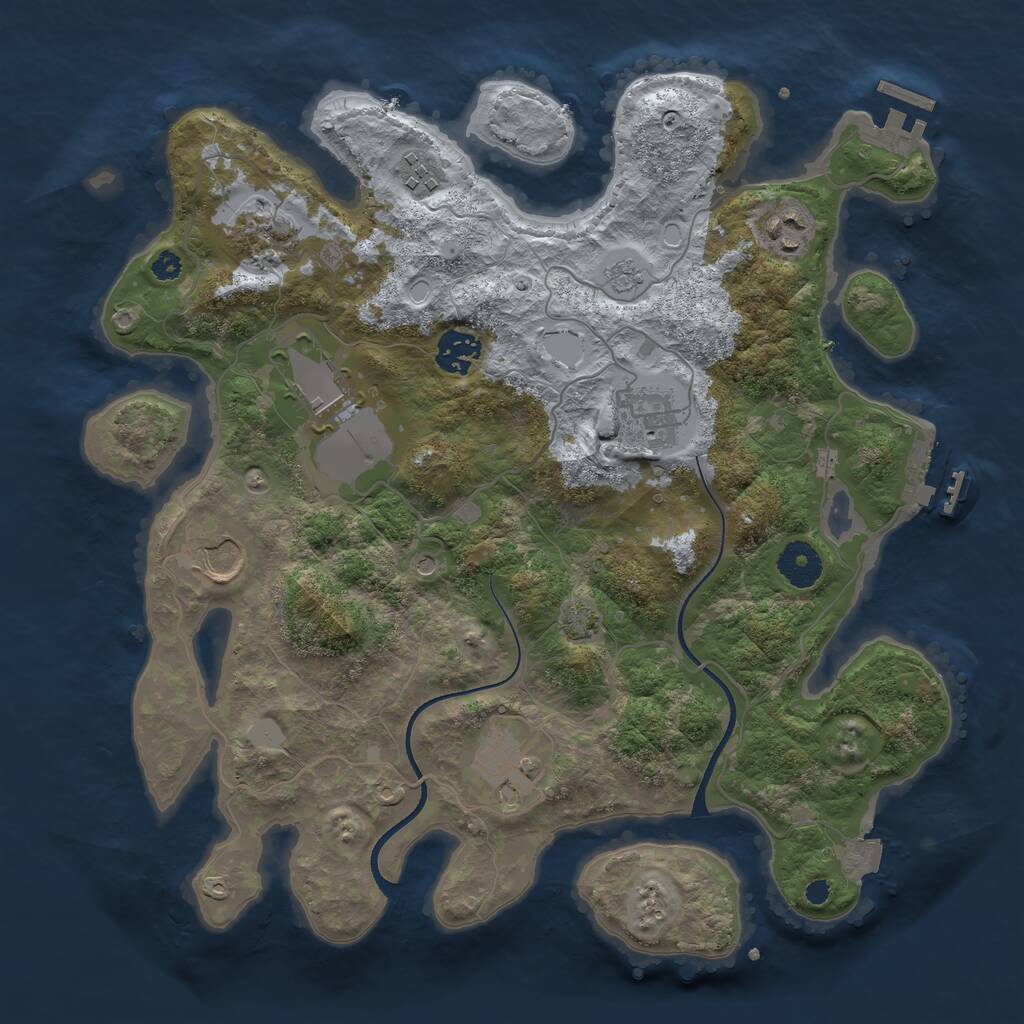 Rust Map: Procedural Map, Size: 3500, Seed: 320947527, 14 Monuments