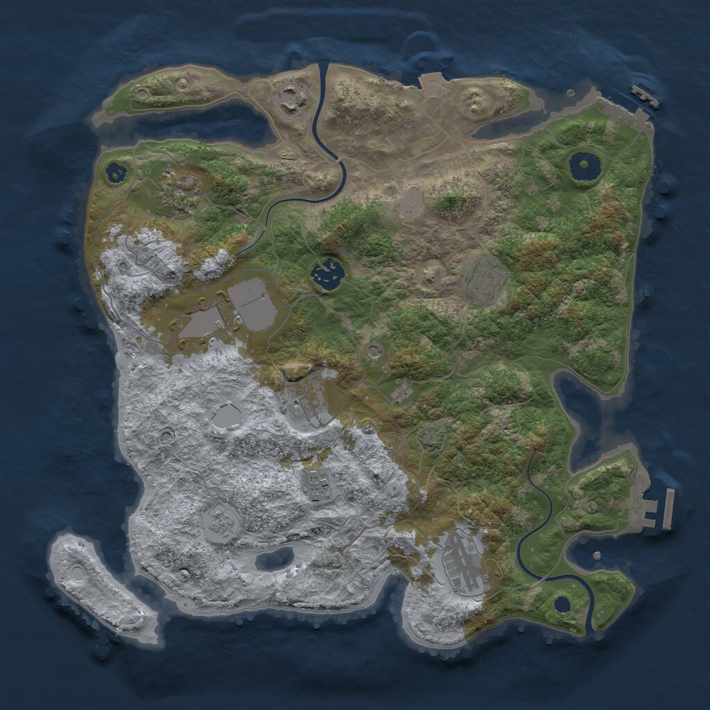 Rust Map: Procedural Map, Size: 3500, Seed: 552250327, 14 Monuments