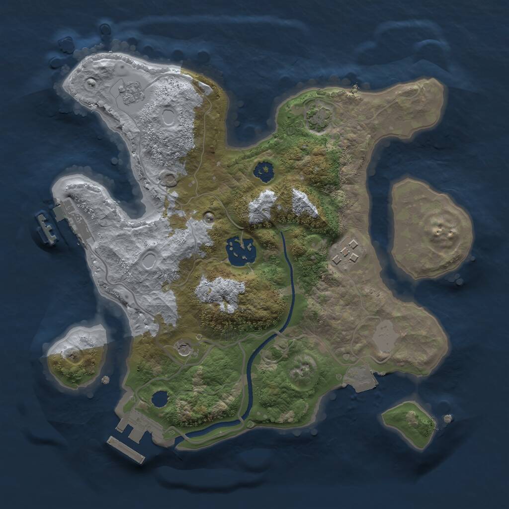 Rust Map: Procedural Map, Size: 2500, Seed: 992852345, 8 Monuments
