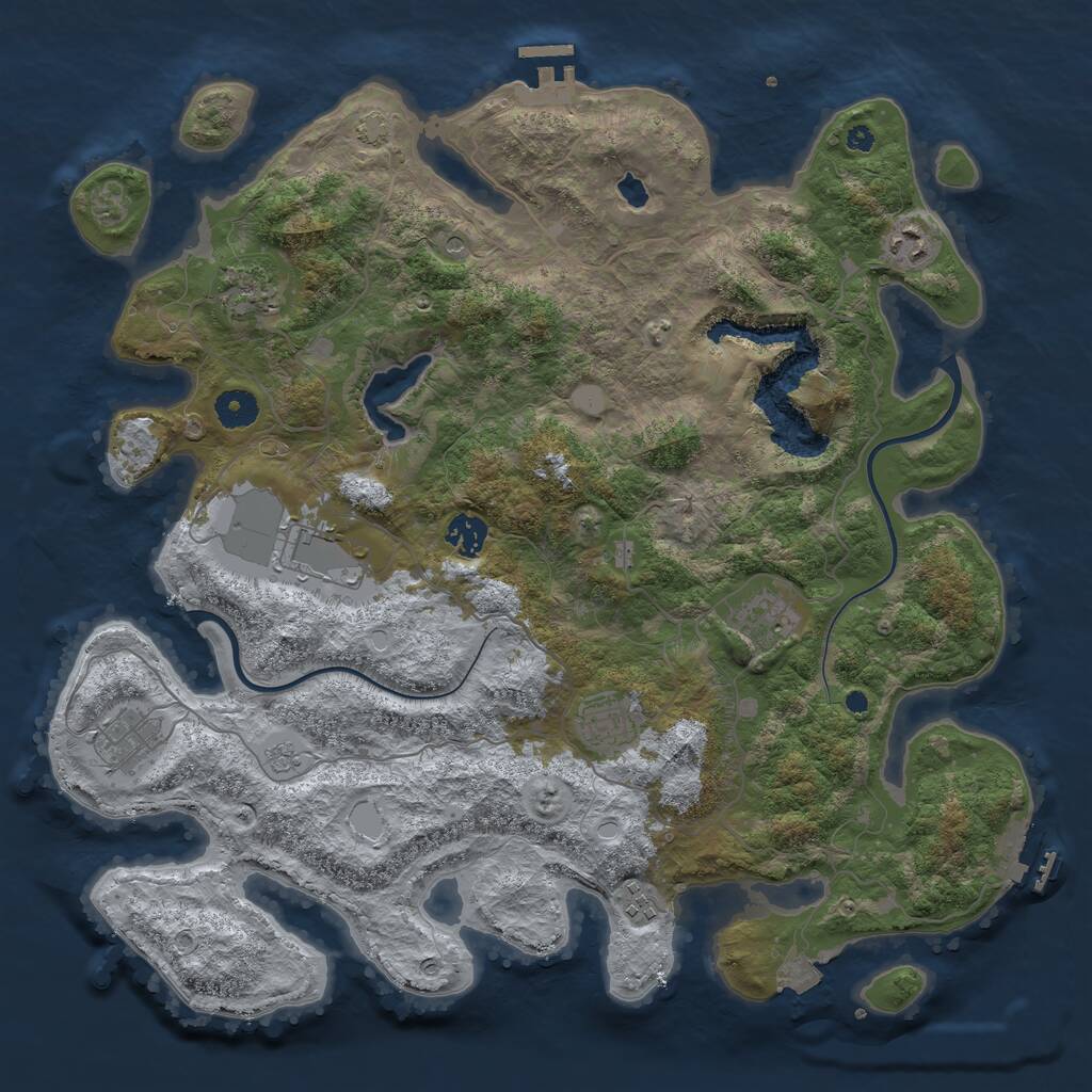 Rust Map: Procedural Map, Size: 4000, Seed: 632601647, 14 Monuments