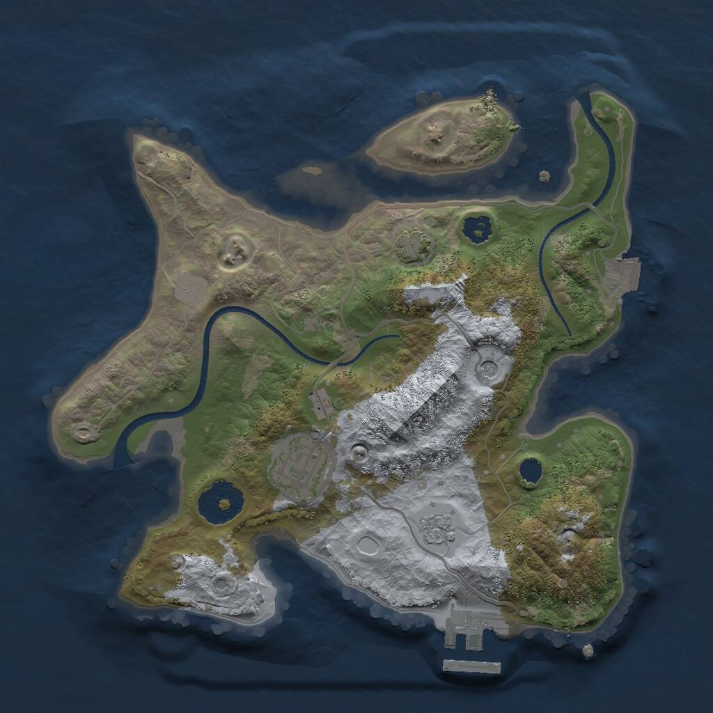 Rust Map: Procedural Map, Size: 2500, Seed: 93428, 6 Monuments