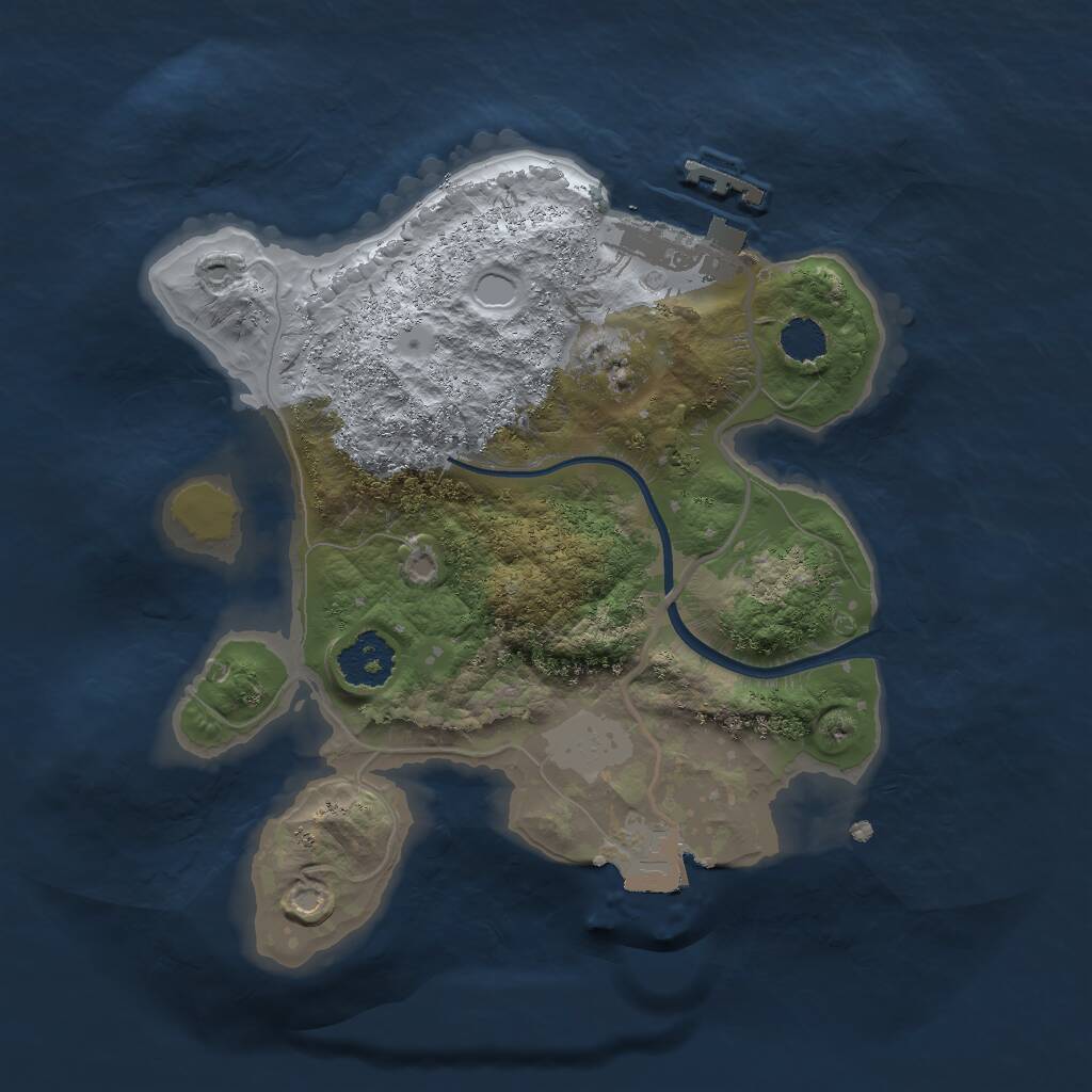 Rust Map: Procedural Map, Size: 2000, Seed: 24432, 2 Monuments