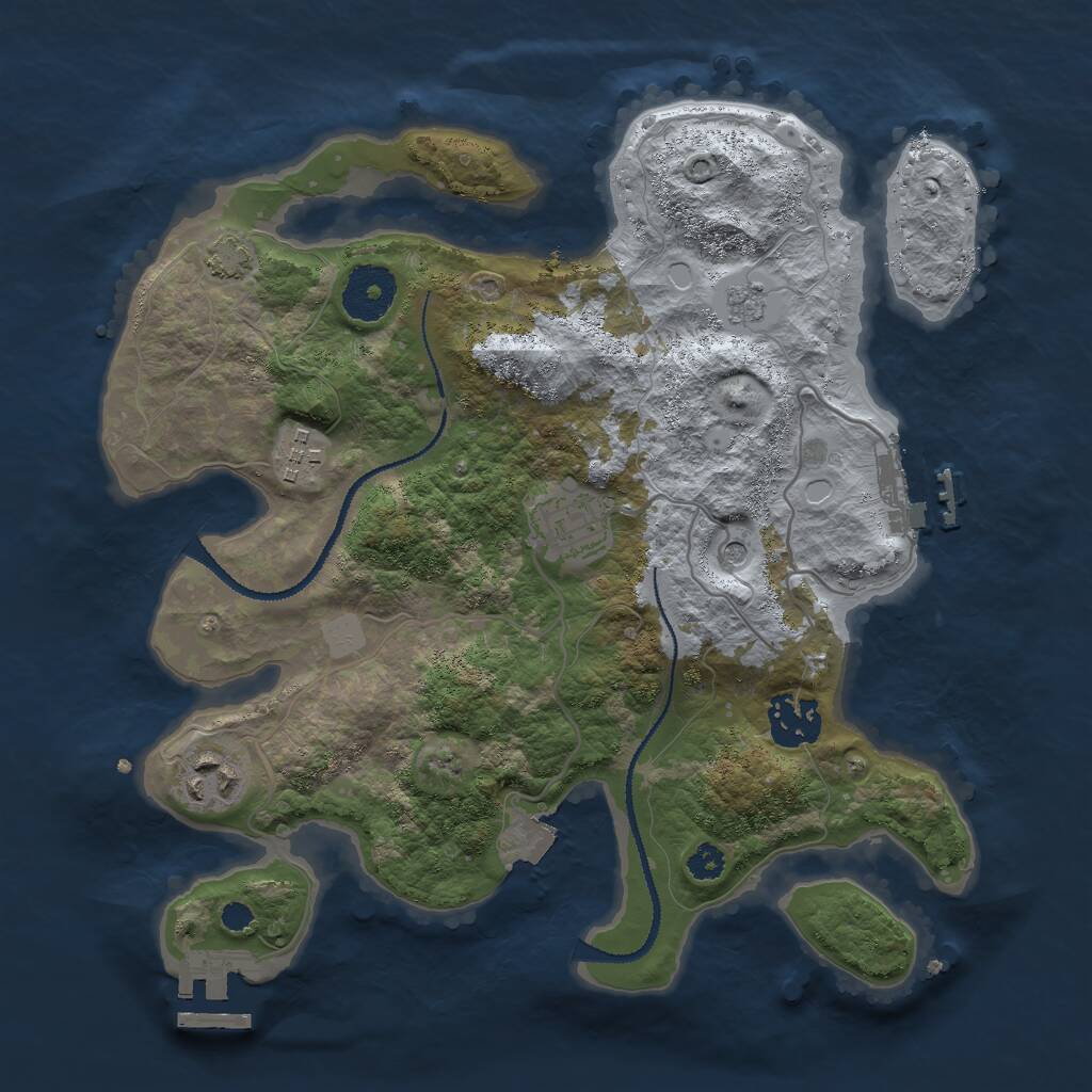 Rust Map: Procedural Map, Size: 3000, Seed: 192837, 10 Monuments